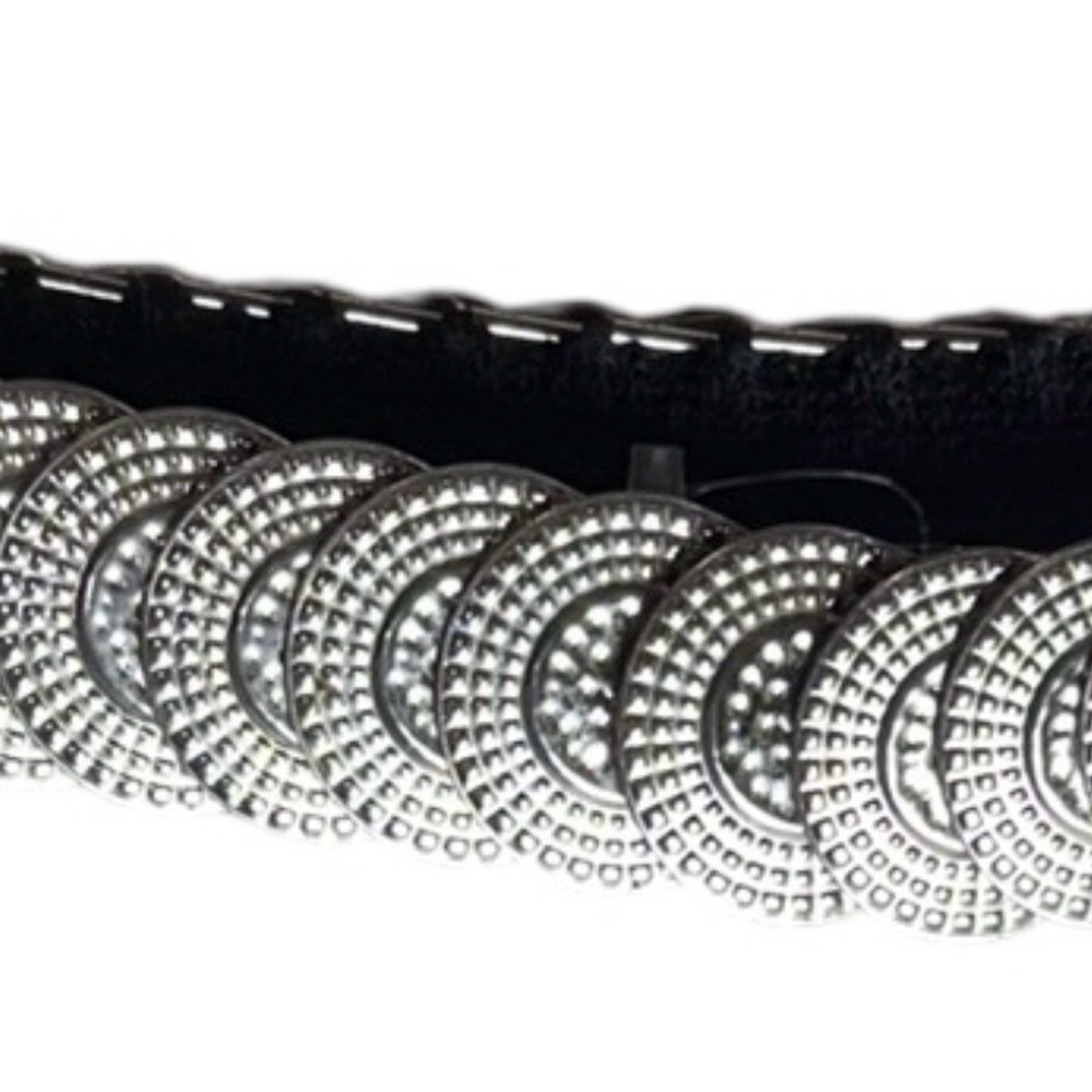 Boho Silver Coin Medallion Stretch Waist Belt 30-45”